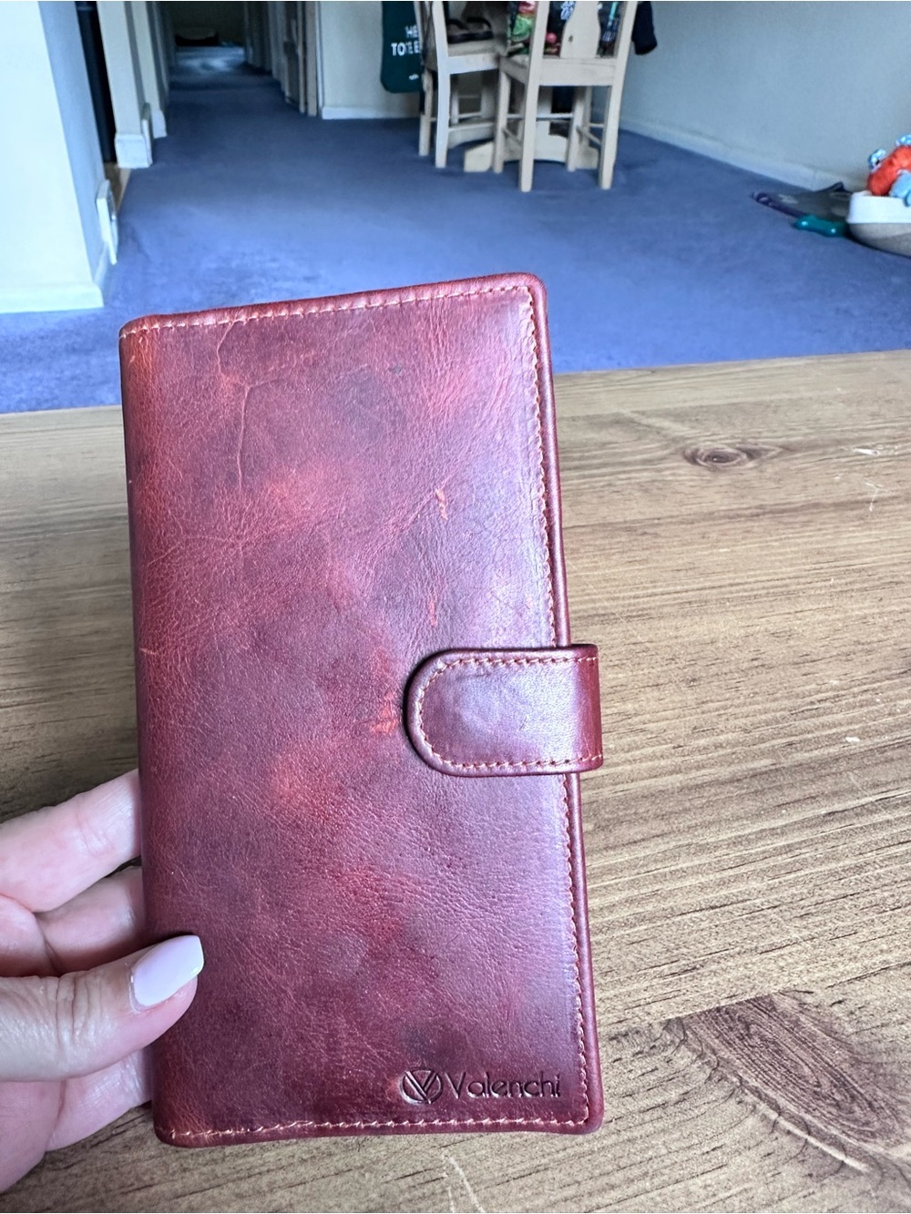 Women's Rustic Brown Genuine Leather Wallet/Checkbook